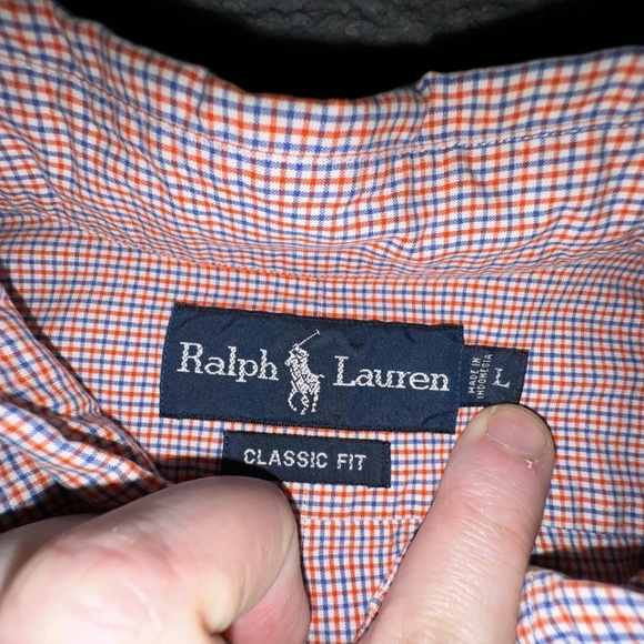 Ralph Lauren Shirt Mens Large Red White Blue Check Short Sleeve Button Up - Picture 9 of 9